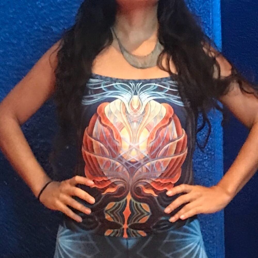 Amanda Sage Visionary Art Top – XS Stretch Festival Yoga Tank